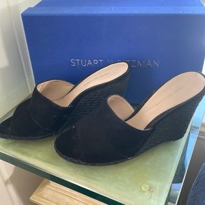 Stuart Weitzman Black Suede Slidewalk - New